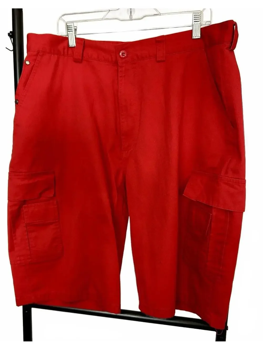 BTL Men's Red Size 40 Cargo Shorts Cotton Blend Button Pockets Utility Workwear